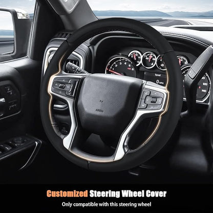 Aimato Customized Steering Wheel Cover for Chevy Silverado 1500 2019-2026/2500 3500 2020-2026/Blazer 2019-2025/Suburban Tahoe 2021-2024,Thin,Anti-Slip,Scratch-Resistant Car Accessory for Chevrolet