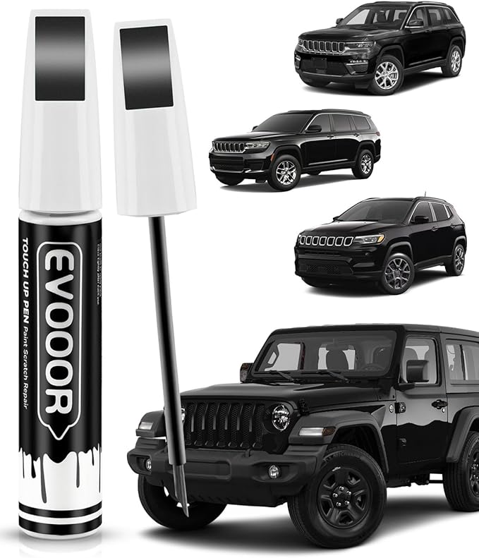PXJ/KXJ Diamond Black Crystal Pearl Touch Up Paint Compatible with JeepExact Match 2 in 1 Touch up Paint for Chips and Nicks Repair