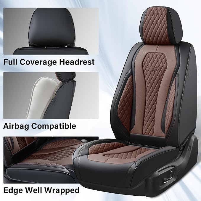 Coverado Car Seat Covers, Seat Covers Front Seats, Coffee Car Seat Cover, Waterproof Car Seat Covers, Car Seat Cushion, Front Leather Seat Protector Fit for Most Cars