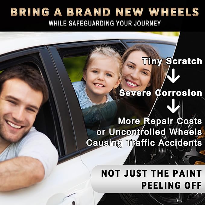 Gloss Black Rim Touch Up Paint, Efficient Car Alloy Wheel Scratch Repair Kit, Quick and Easy Remover Curb Rash, Universal and Color Accurate, Long lasting, Resists Water, Uv Rays