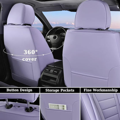 Coverado Car Seat Covers Front, Seat Covers for Cars, Waterproof 2-Pack Car Seat Cushions, Leather Carseat Seat Protectors, Universal Seat Covers Fit for Most Sedans SUV Pick-up Trucks(Purple)