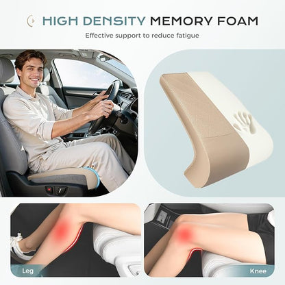 Coverado Car Leg Extender, Car Seat Leg Support Pad, Car Leg Extension Cushion for Driver Seats, Universal Car Seat Extender Leg Support, Leather Automotive Seat Cushion for Long Driving (Beige)