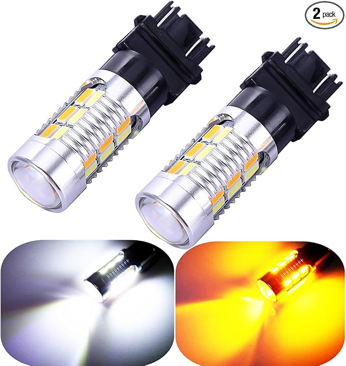 3157 3057 3357 4157 Turn Signal White Yellow Amber Switchback Led Light Bulbs 22 SMD with Projector, for Standard Socket, Not CK, Pair of 2