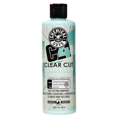 Chemical Guys C4 Clear Cut Correction Compound - Professional Paint Correction Polish for Cars, Trucks, SUVs, and RVs - Swirl, Hologram and Scratch Remover for a Smooth, Glossy Finish, 16 fl oz