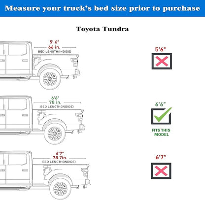 Toptiny Low Profile Flip Up Truck Bed Tonneau Cover Fits 2022-2026 Toyota Tundra 6'6" Bed (78.7")