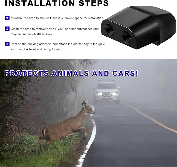 8 PCS Deer Whistles for Car, Deer Warning Device with Adhesive Tapes to Avoid Collisions, Animal Alert Horn Road Safety Whistle for SUVs Trucks Motorcycles, Car Accessories (Black)