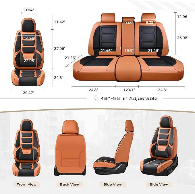 Coverado Car Seat Covers, Front Covers for Cars, Car Seat Cover Front Seats, Car Seat Protector Waterproof, Leather Car Seat Cushion, Universal Interior Covers Seat Protectors for Most Cars