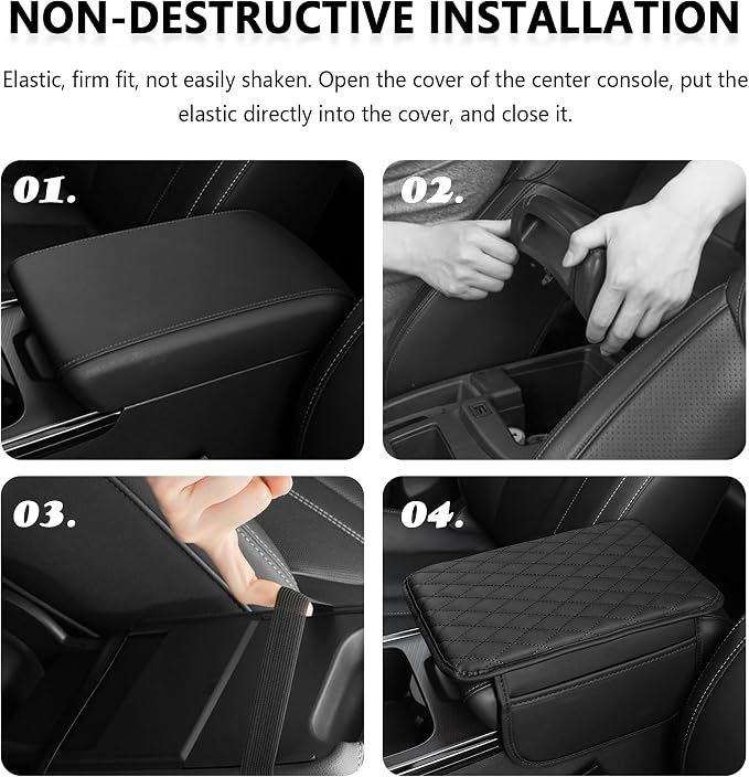 Stacool Upgraded Car Center Console Cover,Microfiber Leather Car Armrest Cover Cushion with 2 Storage Bags,Universal Car Armrest Storage Box (Red)