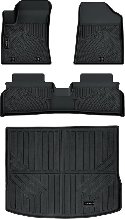 Auxko All Weather Floor Mats Cargo Mat for Hyundai Kona EV 2026 2025 2024 TPE Liners Accessories Guard Odorless Anti-Slip Floor Liners Trunk Liner Black