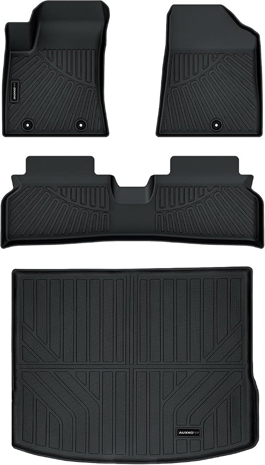 Auxko All Weather Floor Mats Cargo Mat for Hyundai Kona EV 2026 2025 2024 TPE Liners Accessories Guard Odorless Anti-Slip Floor Liners Trunk Liner Black
