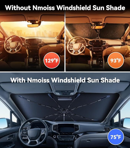 Nmoiss Windshield Sun Shade Umbrella for Honda Pilot 2009-2026 Accessories, [Vinyl Coating Heat Shield] Protect Car from Sun Rays & Heat Damage Keep Cool and Protect Interior
