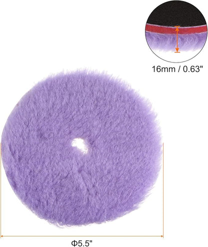 HARFINGTON 2pcs Wool Polishing Pads, 5.5 inch Purple Wool Buffing Wheel with Hook and Loop for Car Polisher Car Polishing and Buffing