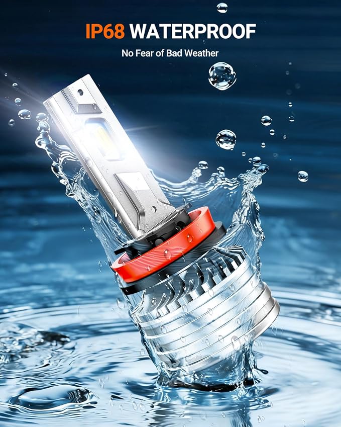 SEALIGHT 9005 H11 Bulbs, 180,000LM 14X Brightness, HB3 H8/H16/H9 6500K Cool White LED Bulbs, IP68 Waterproof 70000Hrs Lifespan, 5X Heat Dissipation driving LED Bulbs, Plug and Play, 4 Pack