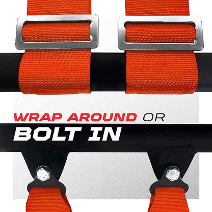 1pc 4 Point Harness for Bucket Seat, Quick Release, 9 Color Options, Racing Harness, Race Car, Off Road, UTV, RZR Orange, [6008A3]