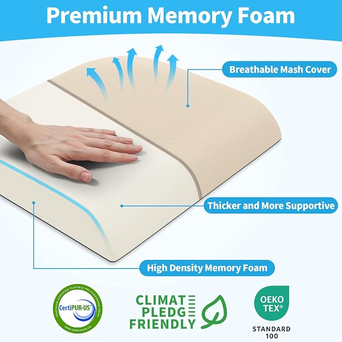 TranquilRelax 2XL Seat Cushion, Memory Foam Cushion for Long Sitting Hours on Office Chair, Car Seat, Non-Slip Chair Pad for Sciatica, Coccyx, Tailbone Pain Relief & Post-Surgery Recovery (Khaki)