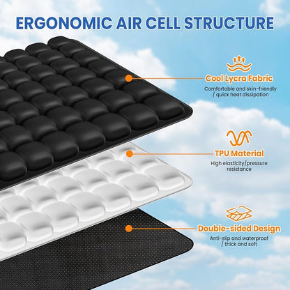 JUMPOW Inflatable Seat Cushion for Travel & Office Chairs, Pressure Relief Air Travel Cushion with Pump for Long Sitting, Car Seats, Airplane Travel Seat Cushion, Portable & Comfortable