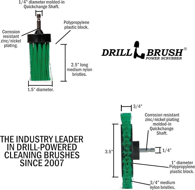 Drillbrush Dishwasher Safe Kitchen Appliance Cleaner Brushes for Power Drill - Small Crevice Cleaning Tool for Housekeeping - Kitchen Cleaning Attachments for Cordless Drill - Grout Power Scrubber
