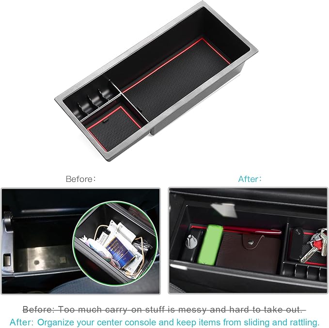 CDEFG Center Console Accessory Organizer for Prius 2016 2017 2018 2019 2020, ABS Material Armrest Box Insert Tray Glove Secondary Storage Box