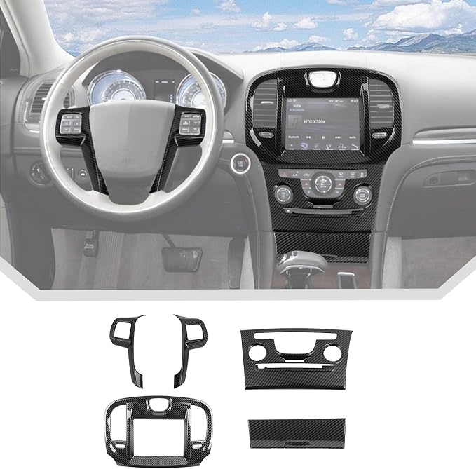 JeCar 5pcs Carbon Fiber Interior Trim Kit Interior Accessories for 2011-2014 Chrysler 300/300C