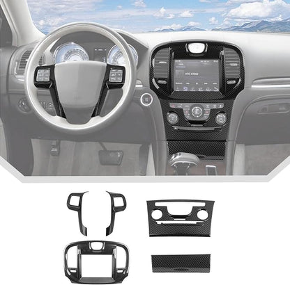 JeCar 5pcs Carbon Fiber Interior Trim Kit Interior Accessories for 2011-2014 Chrysler 300/300C