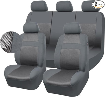 CAR PASS Seat Cover Full Sets, 3D Air Mesh Car Seat Cover with 5mm Composite Sponge Inside,Airbag Compatible Universal Fit for SUV,Vans,sedans, Trucks, Automotive Interior Covers(Pure Gray)