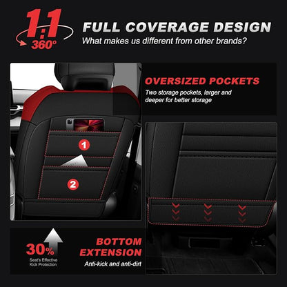 Custom Fit Seat Covers for Toyota Sienna 2021 2022 2023 2024 2025 LE, XLE,8 Seats,2nd Row 40/20/40 Bench, Full Set Sienna Seat Covers,Durable and Breathable Faux Leather,Airbag compatible(Black/Red)