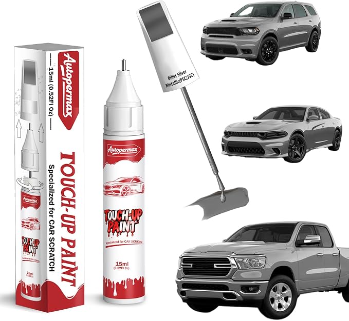 Billet Silver Metallic(PSC/JSC) Car Touch Up Paint for Ram, Color Accurate Two-In-One Car Paint Scratch Repair Pen, Professional Scratch Remover for Vehicles Chips and Nicks Scuff