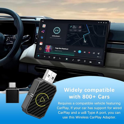 Wireless Carplay Adapter for Apple, Carplay Wireless Adapter for car Carplay Wireless Adapter, Fast Bluetooth Connection, Plug & Play for iPhone & Android Auto