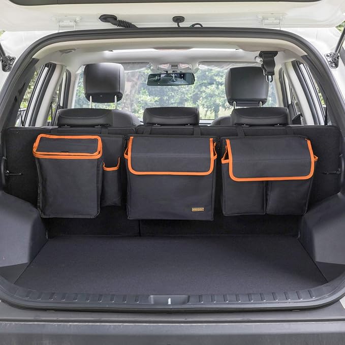 Deluxe Trunk and Backseat Organizer for Medium or Large Size SUVs & RVs, Detachable Storage Modules with Built-in Cooler, Patent Pending