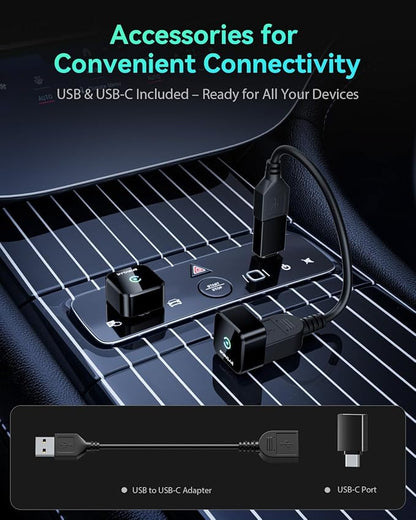 Wireless CarPlay Adapter 2025 Version, 2-in-1 Stable 5.8GHz Connection, Plug & Play via USB/USB-C, Auto Connect (Style 2)