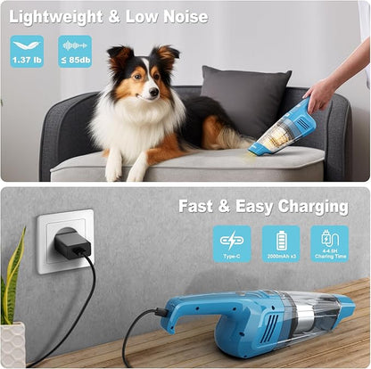 TROIZO Handheld Vacuum Cordless, 14500PA Powerful Suction Hand Held Vacuum Cleaner with Brushless Motor, Rechargeable and Portable Car Vacuum for Home Office Car Pet
