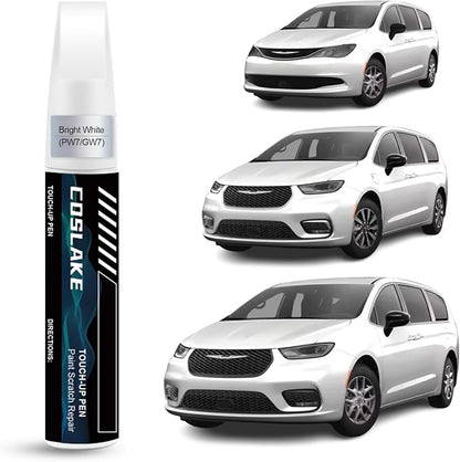 Car Touch Up Paint(Bright White(PW7/GW7)) for Chrysler, Car Paint Scratch Repair Kit, Quick & Easy Solution to Repair, 2 in 1 Scratch Remover Pen with 2PCS Disposable Micro Applicators
