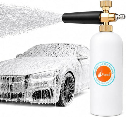 Foseal Adjustable Snow Foam Cannon with Heavy Duty Brass Knob, Quick Release Foam Blaster for Pressure Washer Gun, 1L Bottle