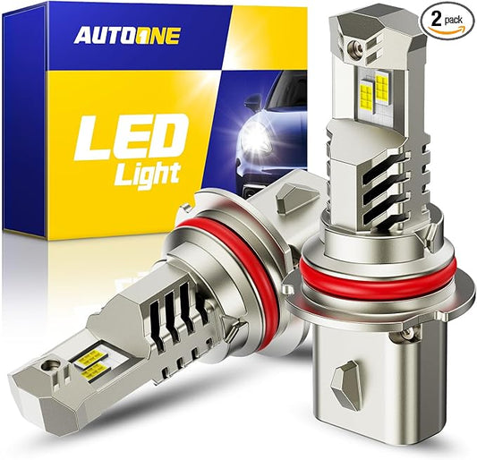 AUTOONE 9007/HB5 LED Light Bulbs 900% Brightness, 6000K Pure White Fog Light, 1:1 Halogen Size Wireless, Easy Installation, IP68, Pack of 2