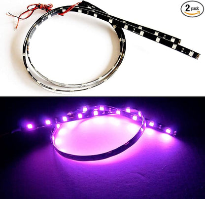 SOCAL-LED LIGHTING 60cm 24" Purple Flexible LED Strips High Power Bright 5050 12 SMD Car DRL Under Dash Accent Light, Waterproof, Cuttable, Pack of 2