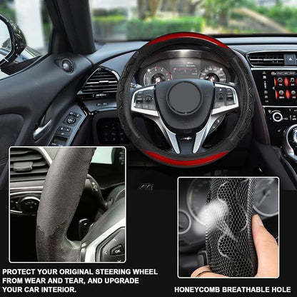 GIANT PANDA Steering Wheel Cover for Acura RDX and MDX, Car Steering Wheel Cover for Acura TLX and TL - Red