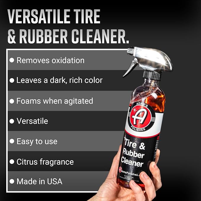 Adam's Tire & Rubber Cleaner (16 oz) - Removes Discoloration From Tires Quickly - Works Great on Tires, Rubber & Plastic Trim and Rubber Floor Mats