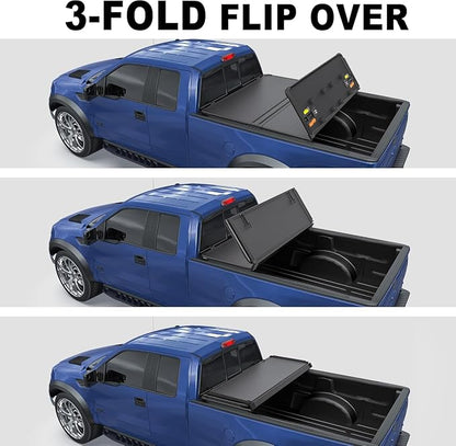 KUIPERAUTO 6.8FT Hard Tri Truck Bed Tonneau Cover Compatible for Ford F250/F350/F450 1999-2026 Super Duty Standard Short Bed 82Inch