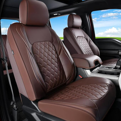 Huidasource Front Seat Covers Fit for Toyota Tacoma 2016-2023 SR SR5 Limited TRD Sport/Pro/Off Road All Cab Front Row, 360° Full-wrap Leather Automotive Car Seat Cushion Cover (Front Pair/Coffee)