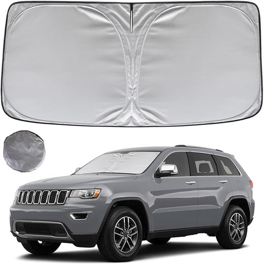 KAYZT Windshield Sun Shade for 2011-2025 2026 Jeep Grand Cherokee SUV, Custom Fit, Foldable, Dual-Layer Protection, UV Defense, Easy to Use and Store