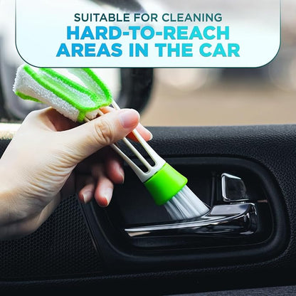 Car Vent Brush Multifunctional Cleaning Brush - Auto Vent Cleaner Tool for Car Detailing Car Interior Duster Reliable Plastic & Nylon, Handy Size, Triple Design, Compact Storage, Removable for Washing