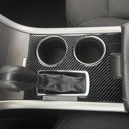 Premium Carbon Fiber Compatible with Ford Edge 2011-2014 2012 2013 SEL/Limited/SE/Sport Accessories Car Center Console Water Cup Holder Panel Cover Interior Trim Sticker Decal Black 1PC
