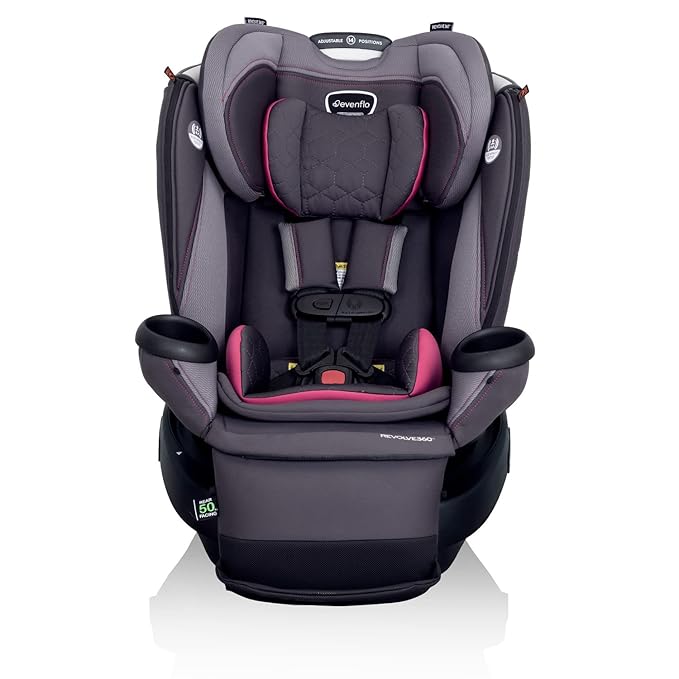 Evenflo Revolve360 Extend Convertible Car Seat with 360 Degree Rotation, Extended Rear-Facing, Forward-Facing, Booster Mode, and Secure LATCH Install, Rowe Pink