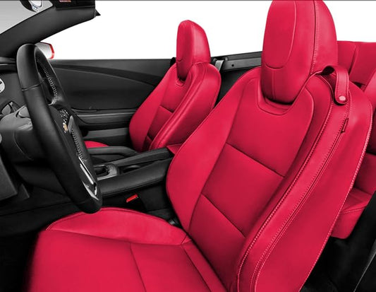 Seat Covers Custom Fit for Chevrolet Camaro 2010-2015 5th Gen Camaro LT LS SS Coupe/Convertible Models Faux Leather Seat Covers(Front)