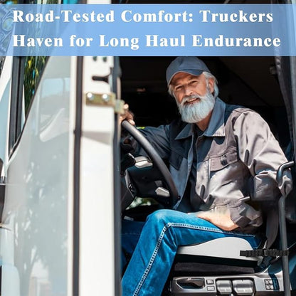 X-Large Seat Cushion for Truck Driver, Upgraded Cushion for Back Support and Pain Relief, Memory Foam with Non-Slip Washable Cover, Relieves Long-Term Truck Sitting and Pain Black