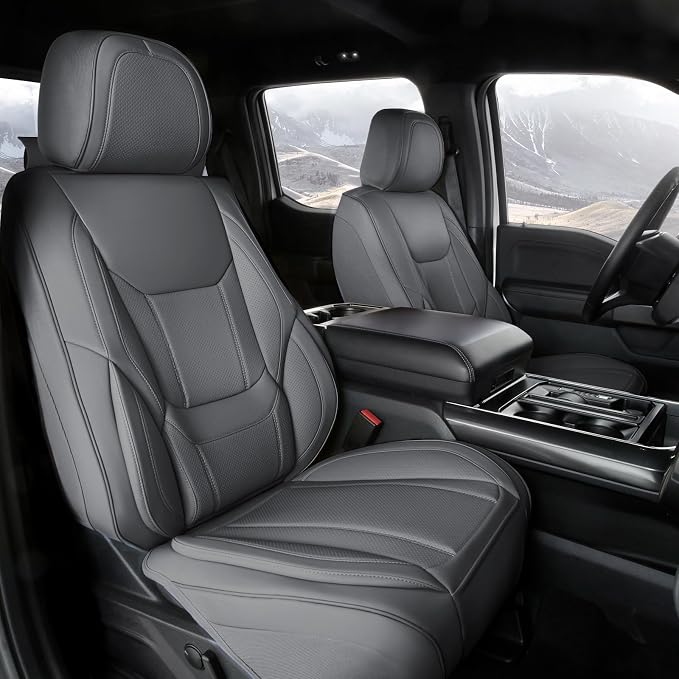 Coverland Custom SUV Car Seat Covers Front Seats for [2013-2025 Mazda CX-5] - Protector Car Seat Cover Water Resistant Leather Memory Form Back Support Seat Cushion [Front-Dark Gray]