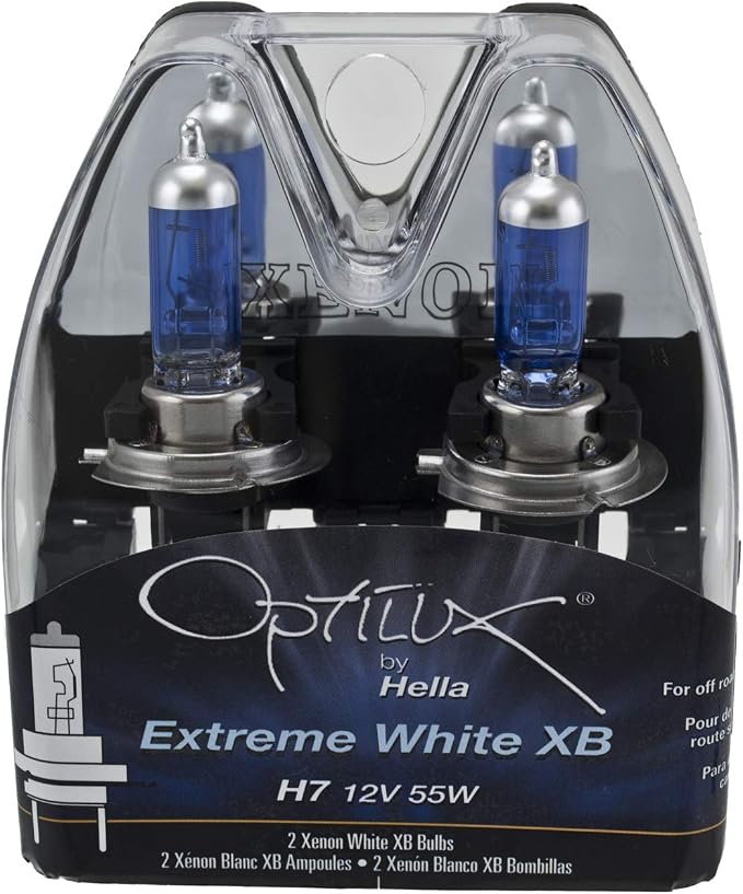 HELLA H71071362 Optilux XB Series H7 Xenon White Halogen Bulbs, 12V, 55W, 2 Pack