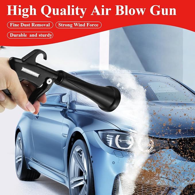 HANDY Tornado Car Cleaning Gun with Rubber Guard and Brass Adjustable Air Flow Nozzle Air Gun for Compressor Pneumatic Tool for Dust Cleaning Car Detailing | Adjustable brass nozzle Durable metal body Strong air blast power Universal quick connect Comp...