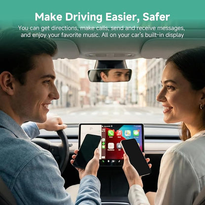 M1 Wireless CarPlay Android Auto Adapter, 2-in-1 Wired to Wireless Dongle, Aluminum Alloy & Glass Build, Mini Cable-Free Design, Dual 5G WiFi 6 for Cars with Factory Wired CP & AA