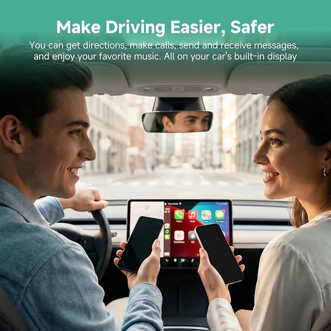 M1-C Wireless CarPlay Android Auto Adapter, Native USB-C Direct Plug, 2-in-1 Wired to Wireless Dongle, No Adapter Needed, Mini Cable-Free Design, Aluminum Alloy & Glass for USB-C Port Cars
